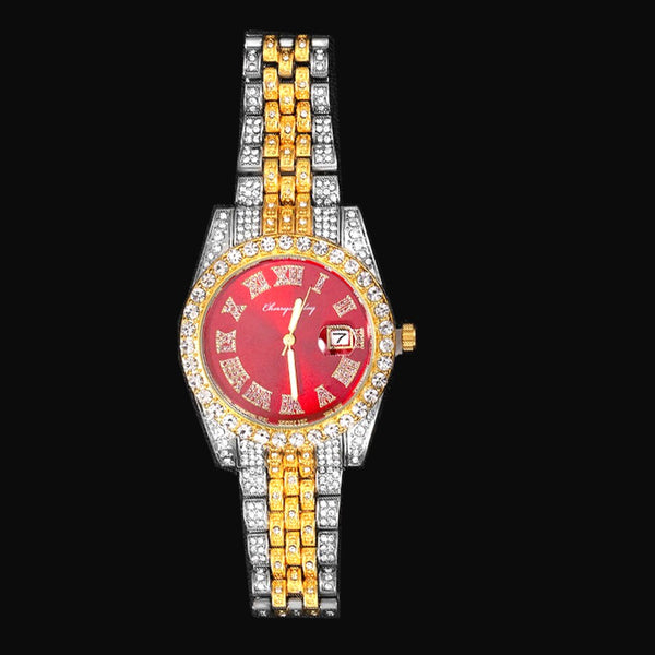 Hip Hop Iced Out Men Watch Square Diamond Quartz Luxury Mens Wrist Watches