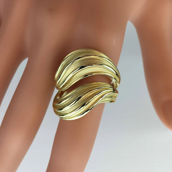 Anillos grandes de moda para mujer, regalos para uso diario en fiestas, joyería de lujo chapada en oro.