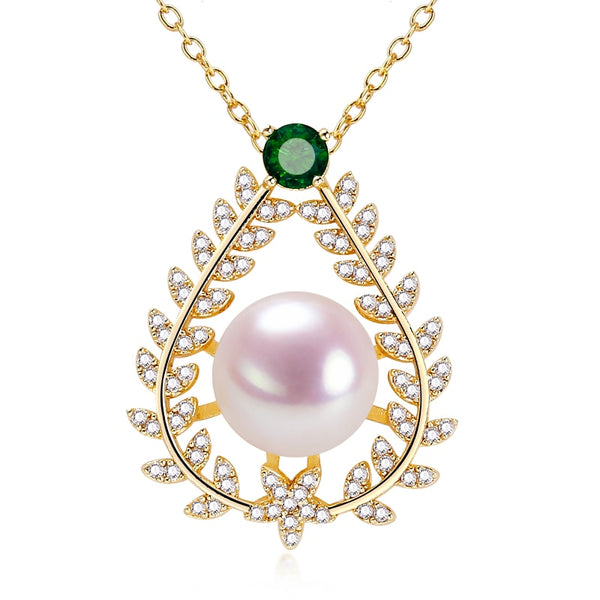 Exquisito collar de perlas con colgante tipo gargantilla relleno de oro de 14 quilates