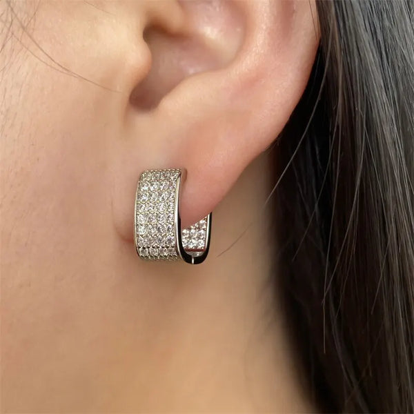 Luxury Paved CZ Korean Fashion Hoop Earring for Women