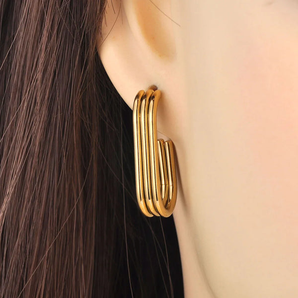Pendientes de aro de acero inoxidable de moda para mujer