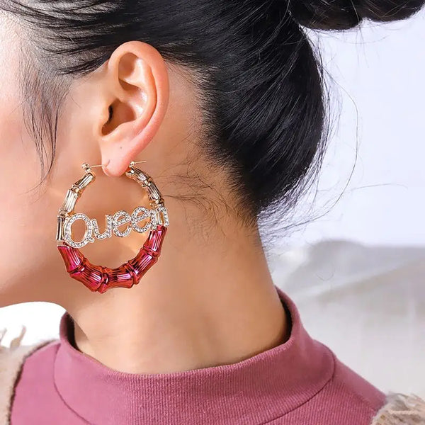 Trendy Big Round Circle Bamboo Hoop Earring for Women