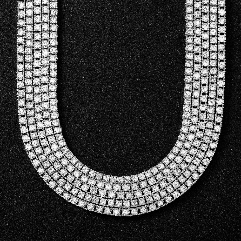 4mm Iced Out Bling AAA Zircon 1 Row Tennis Chain Necklace Men