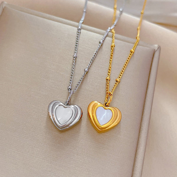 316L Stainless Steel Gold Silver Color Heart Pendant Necklace For Women