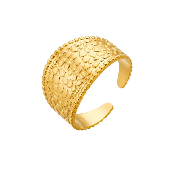 316L Stainless Steel Gold Color Geometric Ring For Women