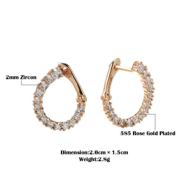 Full Zircon Half Open Curve Geometric English Earrings for Women