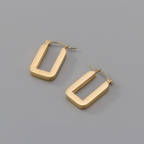 Pendientes de aro geométricos de acero inoxidable 316L color dorado para mujer
