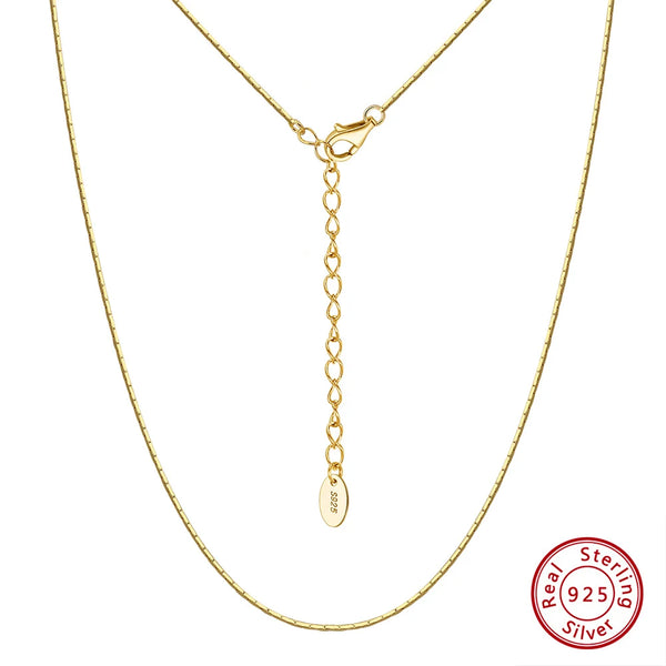 Collar de cadena de bambú de 4 piezas de plata esterlina S925 de 0,6 mm para mujeres y hombres