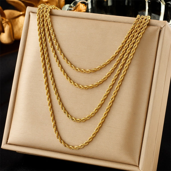 316L Stainless Steel Gold Color Multilayer Necklace For Women