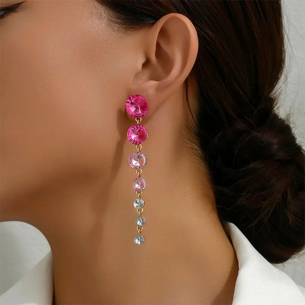 Multicolour Dangle Stud Earring Sparkling Gold-color Round Shape Crystal Stone Evil Eyes Earrings