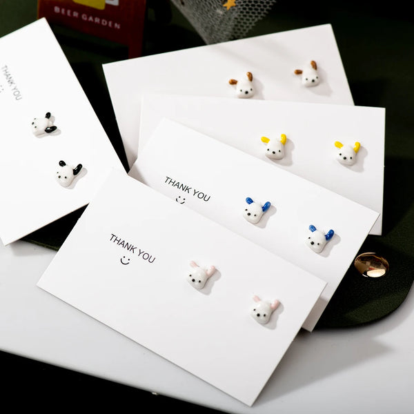 Cute Ceramic Small Dot Cartoon Dog Earrings
