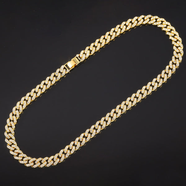 Hip Hop Rock Rapper Ice Crystal Zircon 12mm Cuban Necklace