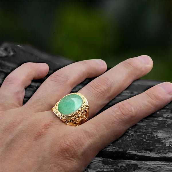 Anillos de jade y cuarzo natural ovalados de moda para mujer