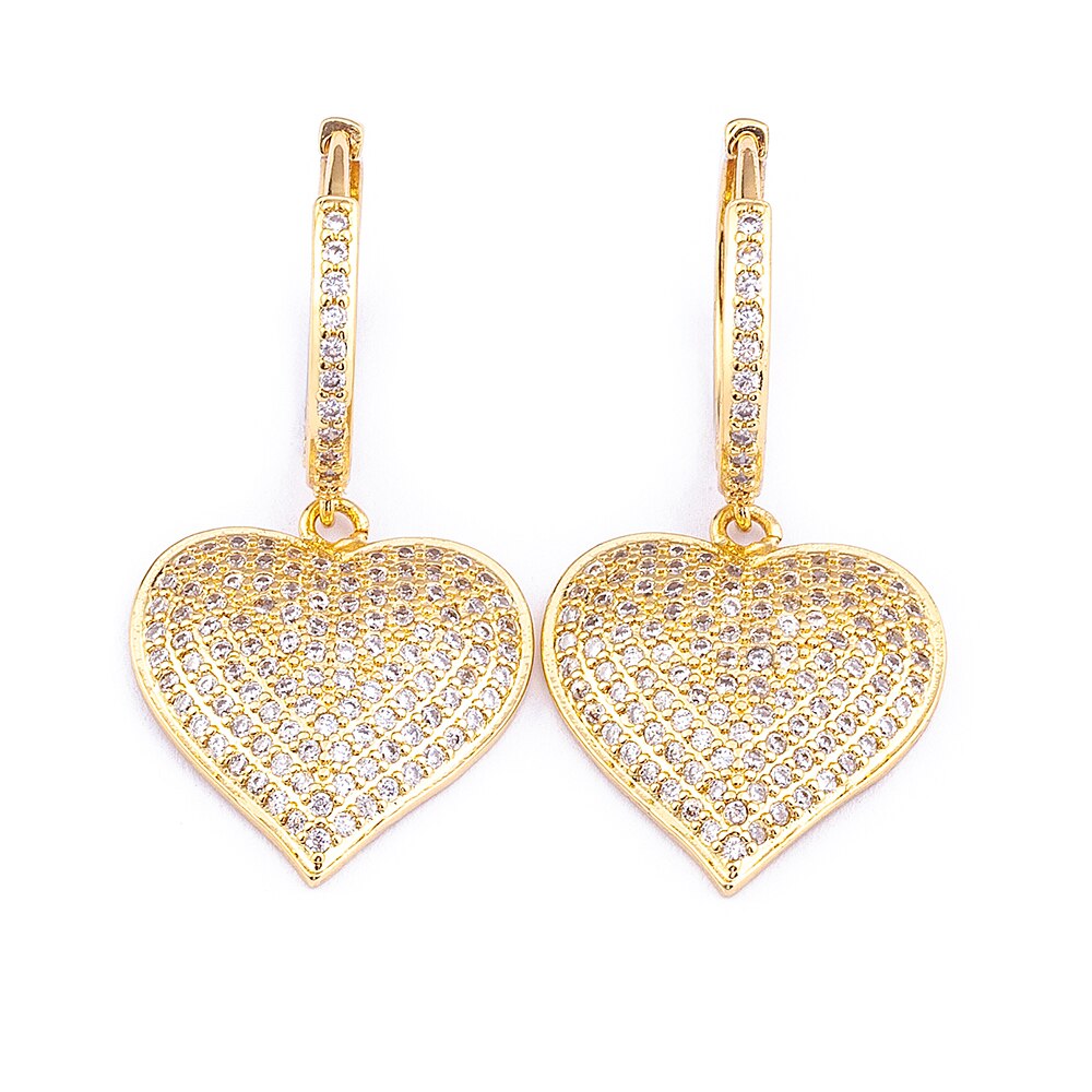 New Arrival Romantic Love Heart Gold Plated Drop Earrings for Women