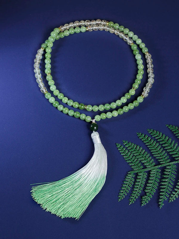 japamala 108 natural stone beads,Tassel Long Necklace,mala 108 beads,new in necklace