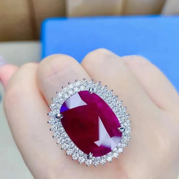 Anillos princesa de rubí rojo mozambiqueño de gran quilates de simulación vintage