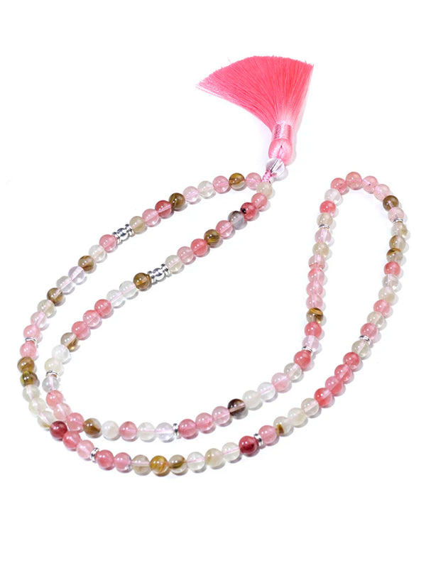 Collar con borlas de algodón Japamala 108, joyería budista, meditativa, curativa y reiki.