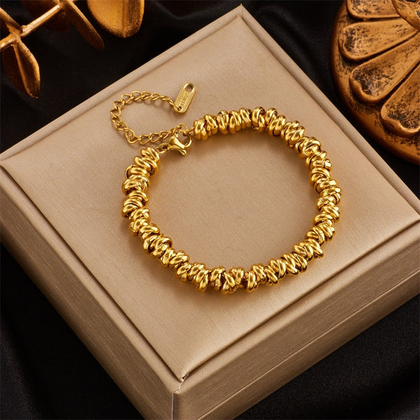 316L Stainless Steel Gold Color Annularity Bracelet For Women
