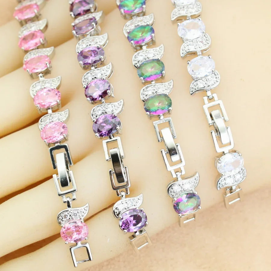 luxury More Color Zirconia 925 Silver Bracelet for Women