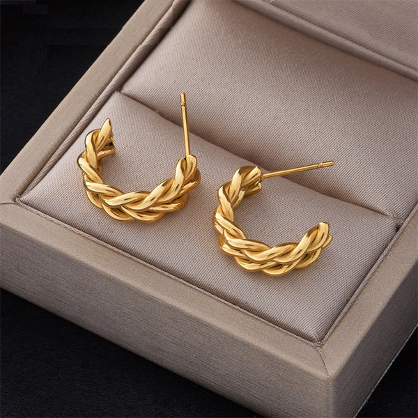 316L Stainless Steel Geometric Twist Stud Earrings For Women