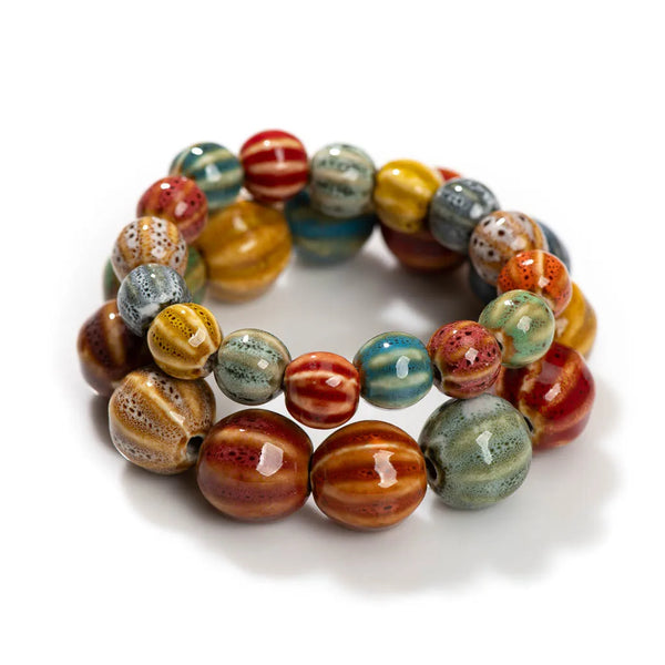 Vintage Ceramic Bracelet Trendy Floral Glaze Watermelon Beads