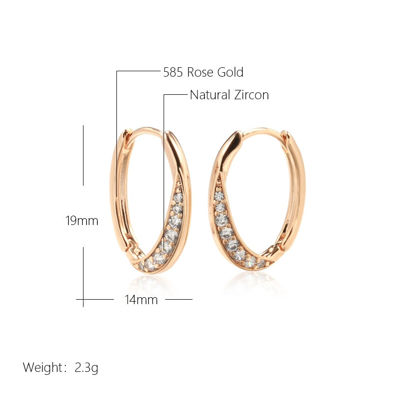 Geometric Smooth Oval Zircon Hoop Earrings