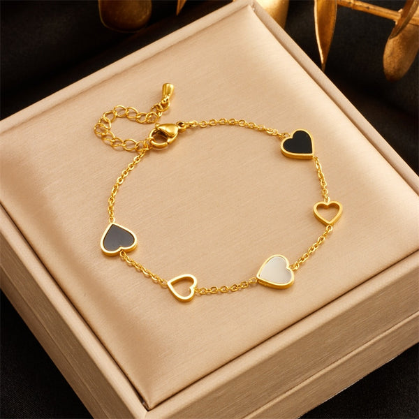 316L Stainless Steel Heart Love Charm Bracelet For Women