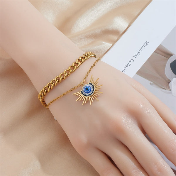 316L Stainless Steel Portrait Coin Eye Tree Bangles Bracelet For Women