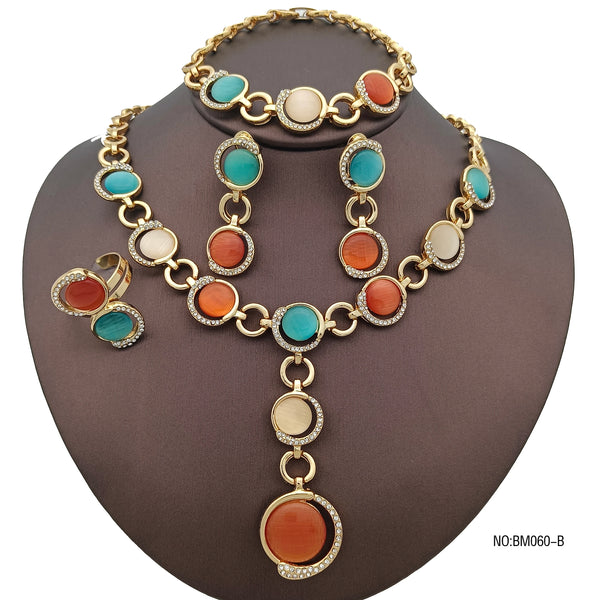 Collar de ópalo italiano para mujer, collar, pendientes, anillo y pulsera.