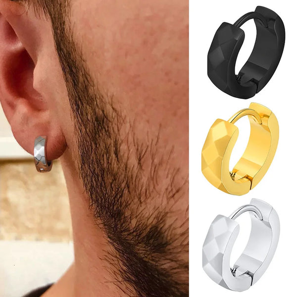Geometric Huggie Hoop Earrings for men