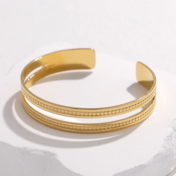 316L Stainless Steel C-Shape Cuff Bracelet For Women