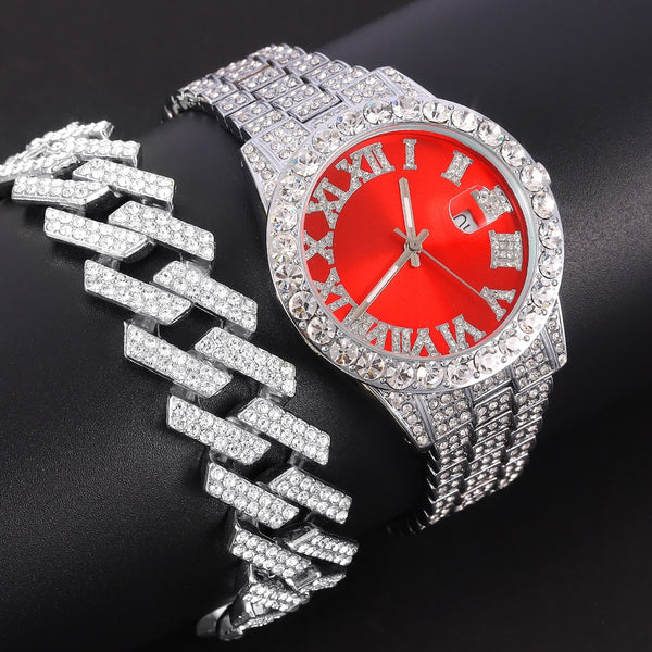 Luxury Hip Hop Iced Out Gold Watch With Bracelet