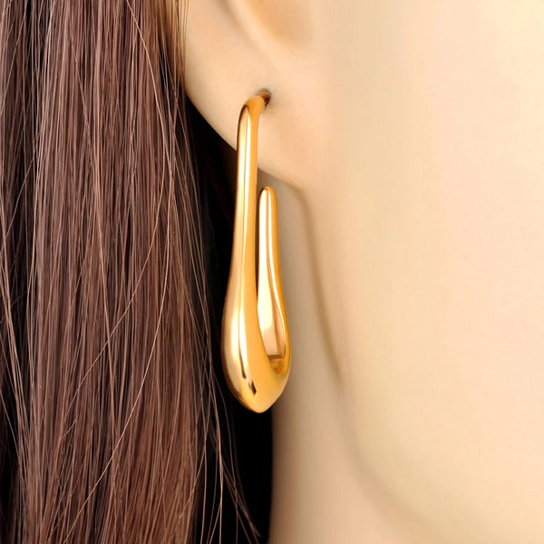 Pendientes de acero inoxidable con forma de gota de agua y diseño geométrico, chapados en oro, estilo bohemio, para mujer.