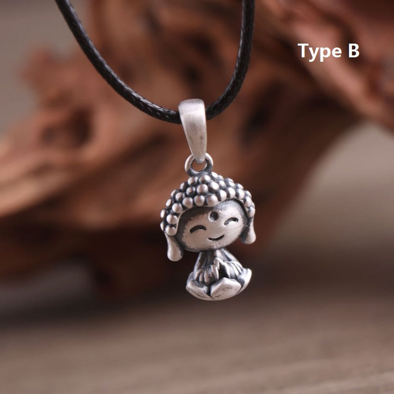 Unibabe Real S990 Silver Men Women Lotus Buddha Pendant