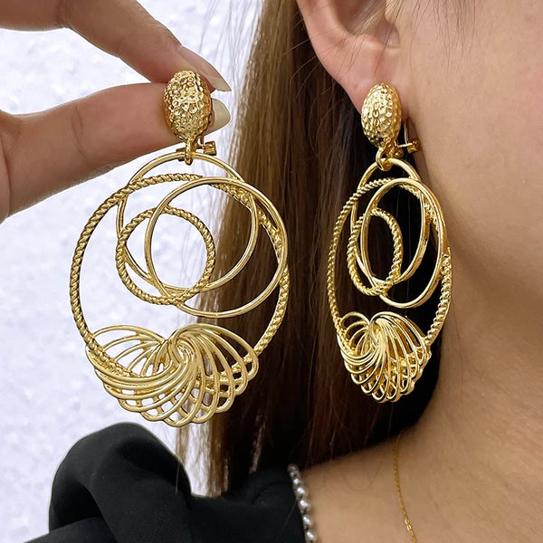 Pendientes colgantes de lujo con diseño hueco, regalo para bodas y fiestas.