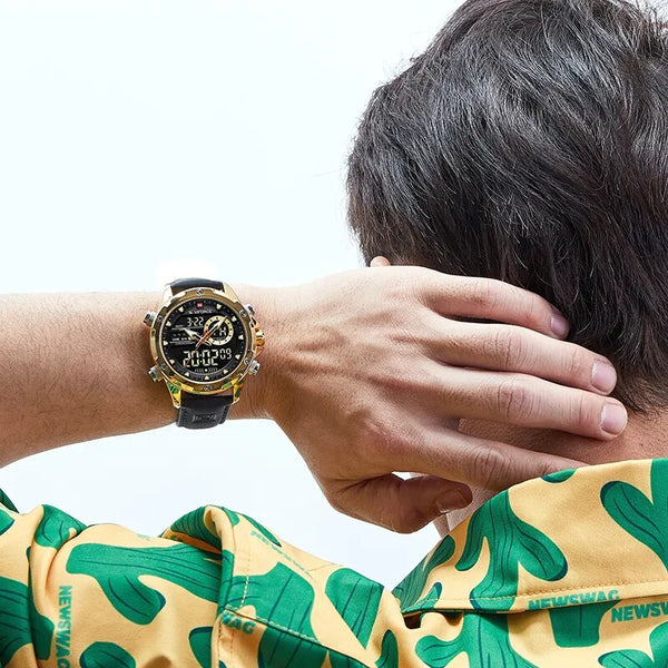 Reloj de pulsera para hombre, de cuero genuino de primera calidad.