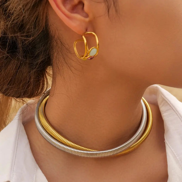 Stainless Steel Niche Design Light Luxury Glass Earrings