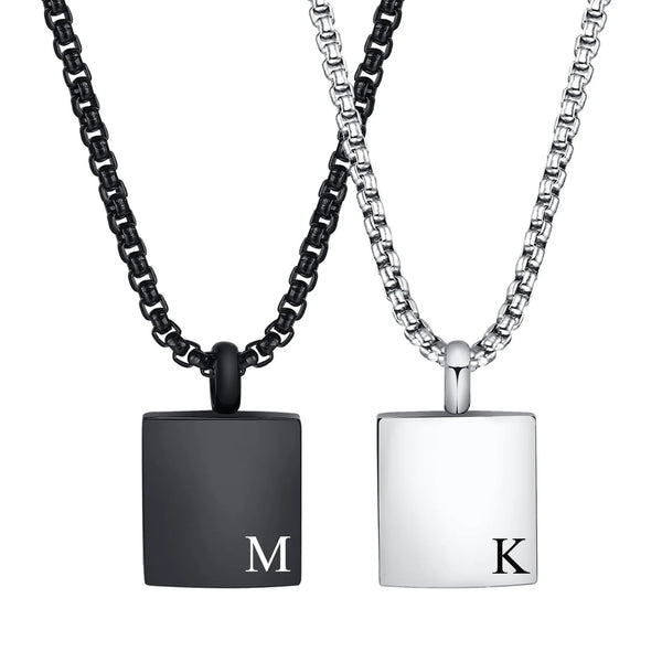 Men's Personalized Initial Necklace, Stainless Steel Capital Letter Alphabets A-Z Pendant