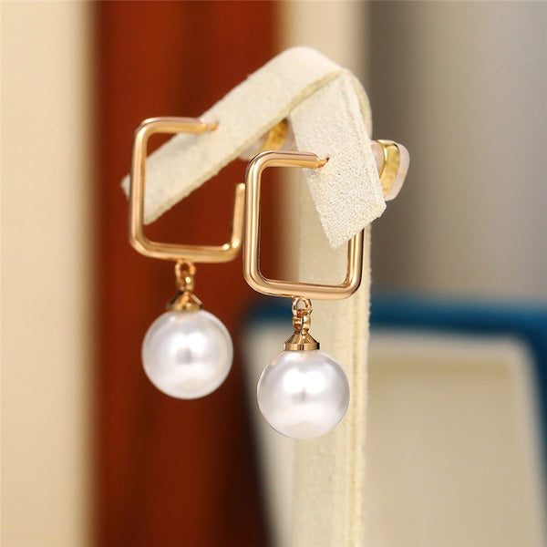 Simple Stylish Female Earrings with Simulated Pearl Temperament Sweet Ear Piercing Accessories for Women