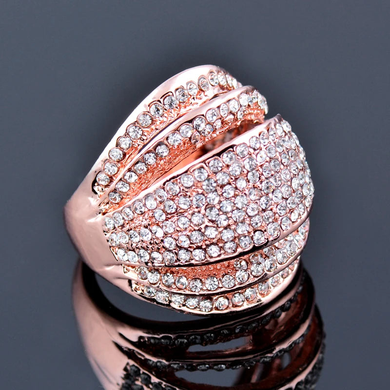 Luxury Big Multi Paved Cubic Zirconia Female Rings