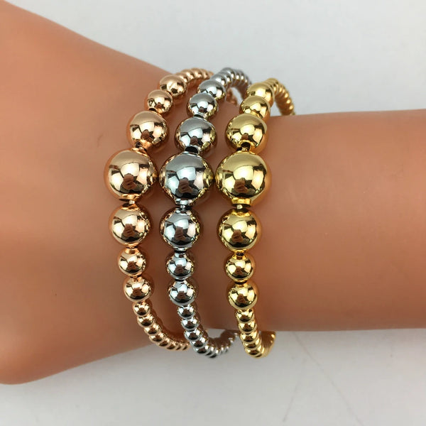 Brazaletes de tres tonos para mujer, 3 piezas, pulsera de moda, regalo de cumpleaños y fiesta, FHK17337, 2024