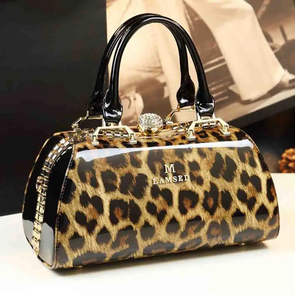 New Stylish Women Dinner Bag Luxury Patent Leather Top Handle Bags Shoulder Handbag