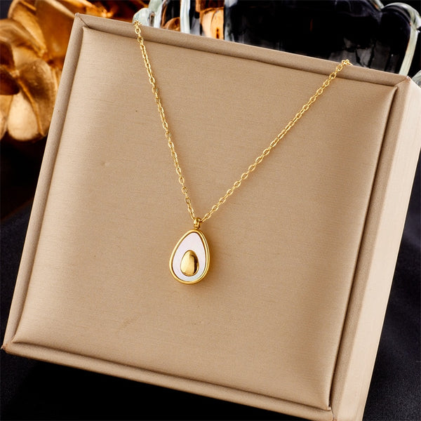 316L Stainless Steel Shell Avocado Pendant Necklace For Women