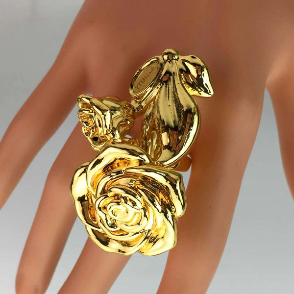 Anillos grandes de moda brasileña, anillos de flores para mujer