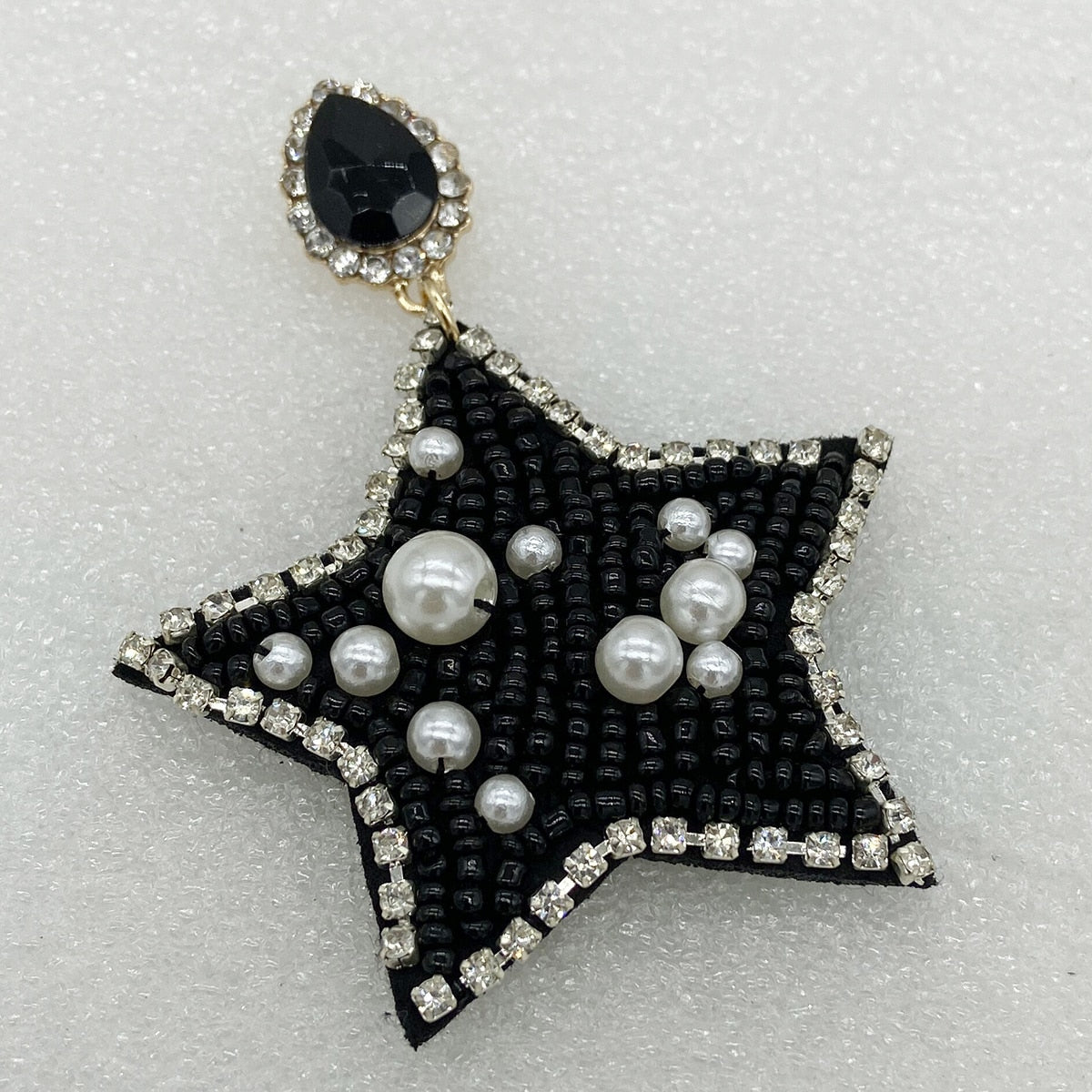 Bohemian Handmade Glass Beads Five Star Dangle Earrings for Women