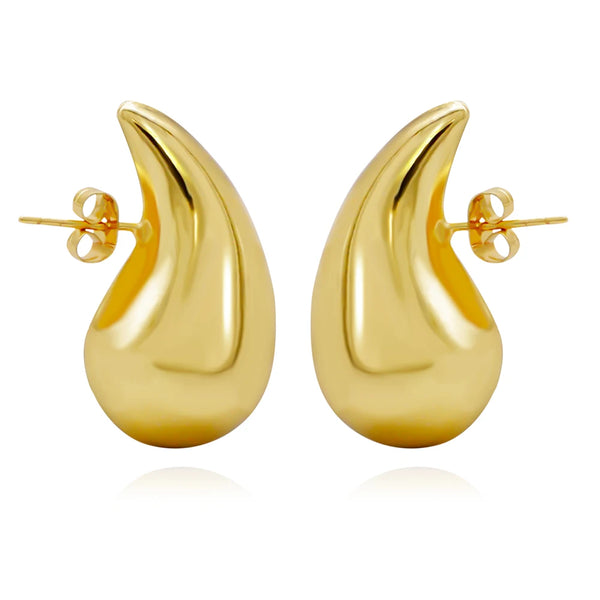 Fashion Gold Color Earrings Smooth Metal Hoop Earrings For Woman