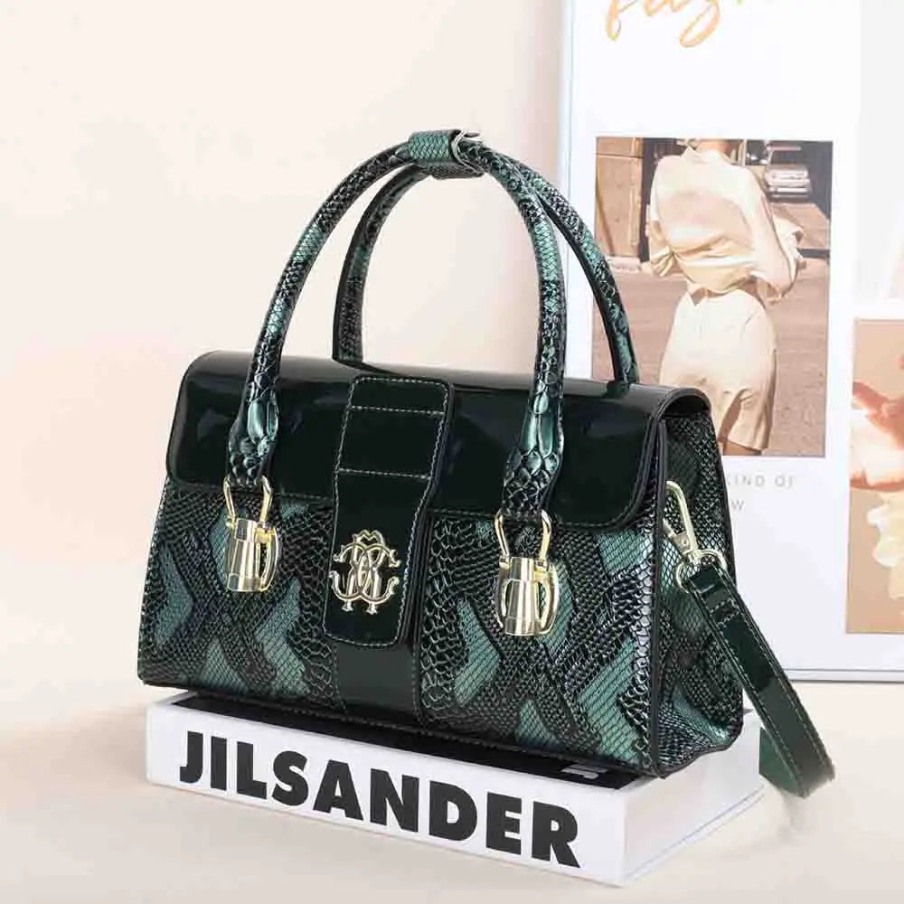 Luxury Women Tote Bag High Quality Patent Leather Purses Chic Ladies Snake Skin Handbag