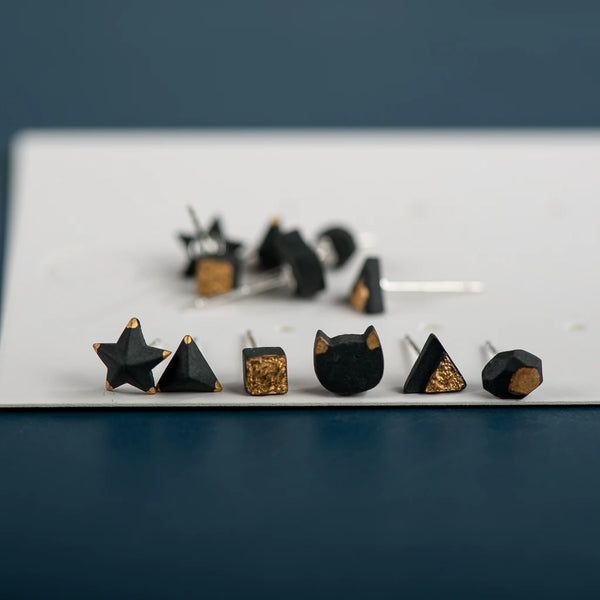 Pendientes vintage de cerámica fina negra