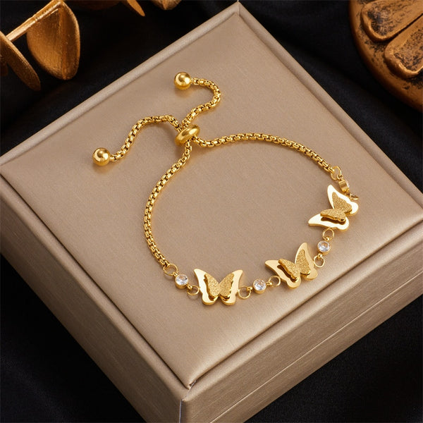316L Stainless Steel Butterfly Charm Bracelet For Women