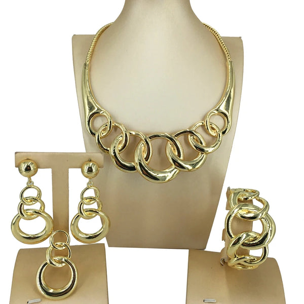 Conjuntos de joyas de lujo de diseñador italiano de último diseño, collar, pulsera, pendientes, anillo para mujer